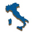 Italy map vector. High detailed administrative 3D map of Italy with dropped shadow. Vector blue isometric silhouette with administ Royalty Free Stock Photo