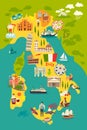 Italy map vector. Illustrated colored map of Italy Royalty Free Stock Photo