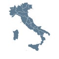 Italy Map - Vector Solid Contour and State Regions