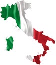 Italy map with waving flag Royalty Free Stock Photo