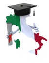 Italy maps with Graduation Cap and Diploma