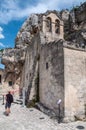 Italy. Matera. Ancient rupestrian Church of Santa Maria de Idris, 12th century. External. The simple belfry Royalty Free Stock Photo