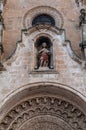 Italy. Matera. Church of St John the Baptist, 13th century. Detail. Polychrome stone statue of St. John the Baptist Royalty Free Stock Photo