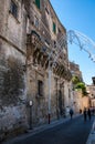 Italy. Matera. Civita. Palazzo Santoro, 16th century AD. The main facade with the entrance door from the Via Duomo