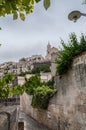 Italy. Matera. Glimpse of Sasso Barisano with the ancient high neighborhood of Civita