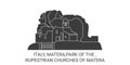 Italy, Matera,Park Of The , Rupestrian Churches Of Matera travel landmark vector illustration