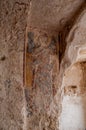 Italy. Matera. Underground. Rock Church of the Holy Spirit, 10th century AD. Fragments of frescoes, 13th - 14th centuri AD