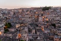 Italy. Matera. View on the ancient headquarters named Sassi at the sunset. Royalty Free Stock Photo