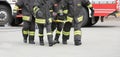 Italy - May 10, 2018: Italian stretcher bearer firemen transport Royalty Free Stock Photo