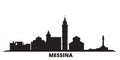 Italy, Messina city skyline isolated vector illustration. Italy, Messina travel black cityscape