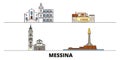 Italy, Messina flat landmarks vector illustration. Italy, Messina line city with famous travel sights, skyline, design.