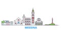 Italy, Messina line cityscape, flat vector. Travel city landmark, oultine illustration, line world icons