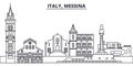 Italy, Messina line skyline vector illustration. Italy, Messina linear cityscape with famous landmarks, city sights