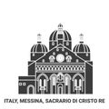 Italy, Messina, Sacrario Di Cristo Re travel landmark vector illustration