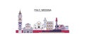 Italy, Messina tourism landmarks, vector city travel illustration