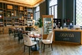 Beautiful classic interior La Dispensa di Voce restaurant with cozy furniture in Milan,