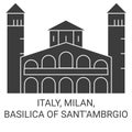 Italy, Milan, Basilica Of Sant'ambrogio travel landmark vector illustration