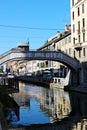 Italy, Milan: The bridge on the `Naviglio`.