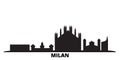Italy, Milan City city skyline isolated vector illustration. Italy, Milan City travel black cityscape