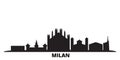 Italy, Milan city skyline isolated vector illustration. Italy, Milan travel black cityscape Royalty Free Stock Photo