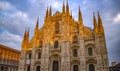 Duomo di Milano Massive Gothic Cathedral on sunset Royalty Free Stock Photo