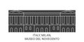 Italy, Milan, Museo Del Novecento travel landmark vector illustration
