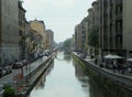 Italy, Milan, Naviglio Grande, view of the canal from the bridge