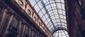 ITALY, MILAN - November 2018: glass ceiling Interior view of Vittorio Emanuele II Royalty Free Stock Photo