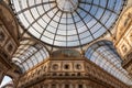 ITALY, MILAN - November 2018: glass couple ceiling Interior view of Vittorio Emanuele II