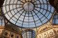 ITALY, MILAN - November 2018: glass couple ceiling Interior view of Vittorio Emanuele II