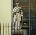 Italy, Milan, Piazza S. Sepolcro, Biblioteca Ambrosiana, sculpture of the Cardinal Borromeo