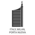 Italy, Milan, Porta Nuova travel landmark vector illustration
