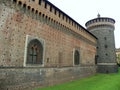 Italy, Milan, Sforza Castle, Royal courtyard, side tower Royalty Free Stock Photo