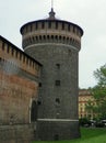 Italy, Milan, Sforza Castle, Royal courtyard, side tower Royalty Free Stock Photo