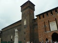 Italy, Milan, Sforza Castle, Royal courtyard, tower at the gate Royalty Free Stock Photo