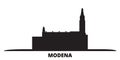 Italy, Modena city skyline isolated vector illustration. Italy, Modena travel black cityscape