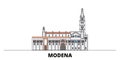 Italy, Modena flat landmarks vector illustration. Italy, Modena line city with famous travel sights, skyline, design.