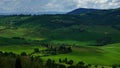 Beautiful scenic landscape with trees and mountains in Tuscany, Italy Royalty Free Stock Photo