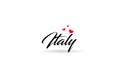 Italy name country word with three red love heart. Creative typography logo icon design