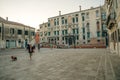 Italy - nov, 2021. The cityscape and architecture of Venice. Urban canal and boats on it