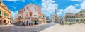 Italy, Ostuni, July 2018 - panorama of a favorite tourist area in the historic center of Ostuni