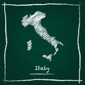 Italy outline vector map hand drawn with chalk on.