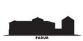 Italy, Padua City city skyline isolated vector illustration. Italy, Padua City travel black cityscape