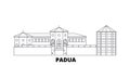 Italy, Padua City line travel skyline set. Italy, Padua City outline city vector illustration, symbol, travel sights