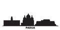 Italy, Padua city skyline isolated vector illustration. Italy, Padua travel black cityscape
