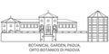 Italy, Padua, Orto Botanico Di Padova travel landmark vector illustration