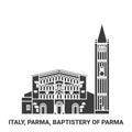 Italy, Parma, Baptistery Of Parma travel landmark vector illustration Royalty Free Stock Photo