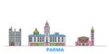 Italy, Parma line cityscape, flat vector. Travel city landmark, oultine illustration, line world icons