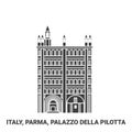 Italy, Parma, Palazzo Della Pilotta travel landmark vector illustration
