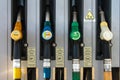 Italy, perfugas, sardegna, sassari, cagliari, 25 -02-2020 close up details of a petrol pump with diesel petrol and super petrol wi